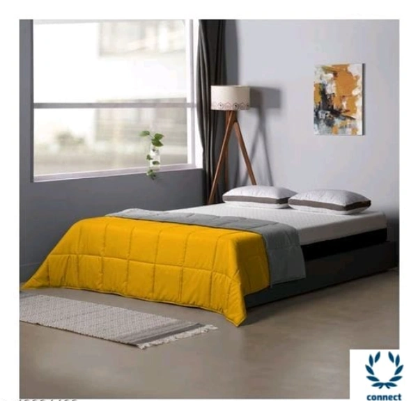 SIE  250 GSM Luxury Premium Microfiber  Soft Reversable  DOUBLE BED (90*100 INCH) All Season Comforter_Blanket/RAJAI/Quilt(Golden Yellow & Gray)  - Free Size, Rajai, Golden Yellow & Grey, MicroFiber, Pack of 1